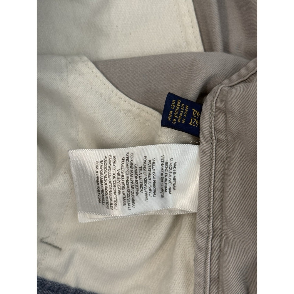 Polo Ralph Lauren Classic Fit Beige Chino Shorts Size 42T Navy Pony 10" Inseam - Picture 8 of 9
